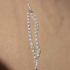 Silver and pearl bead necklace